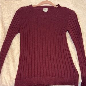 a new day Red Crew Neck Sweater Ribbed Knit
